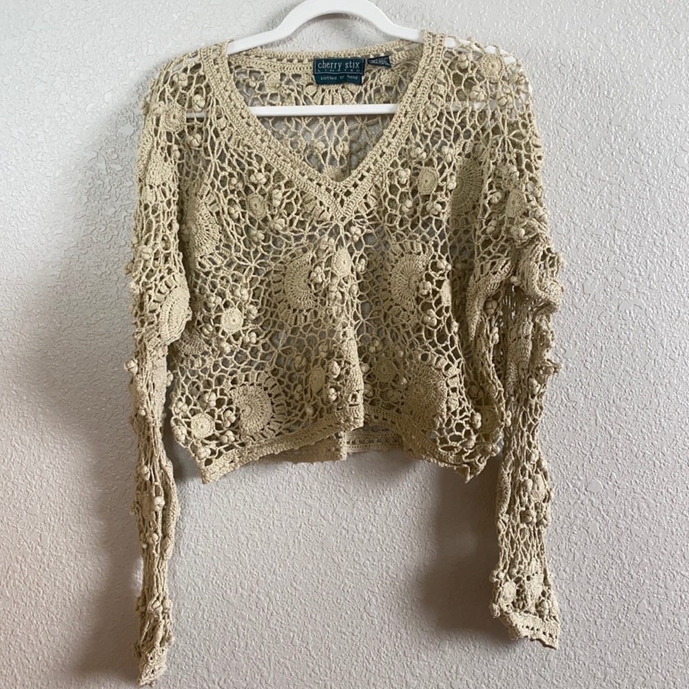 Cherry Stix Hand-Knit Vintage Sweater Top